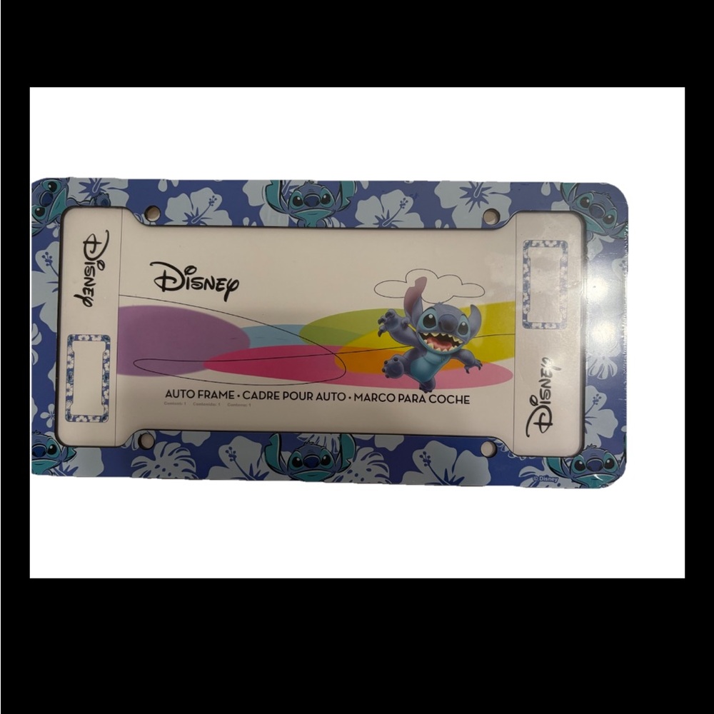 Disney Stitch Hibiscus Blue Plastic License Plate Frame New Blue Flor